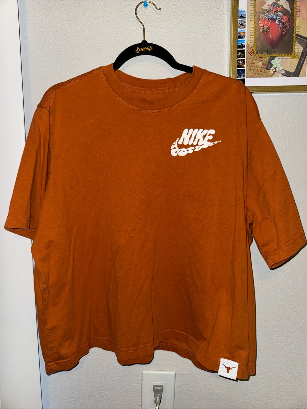 Nike Short Sleeve Crew Tee in Rust with White Logo